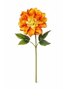 Orange Dahlia Stem Faux Flower 24 Inch 5 Inch Bloom Autumn Dahlia Fall Floral Ar